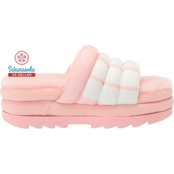 UGG Women's Maxi Slide Logo Sandal, Pink Scallop, Size 9 - Picture 6 of 8